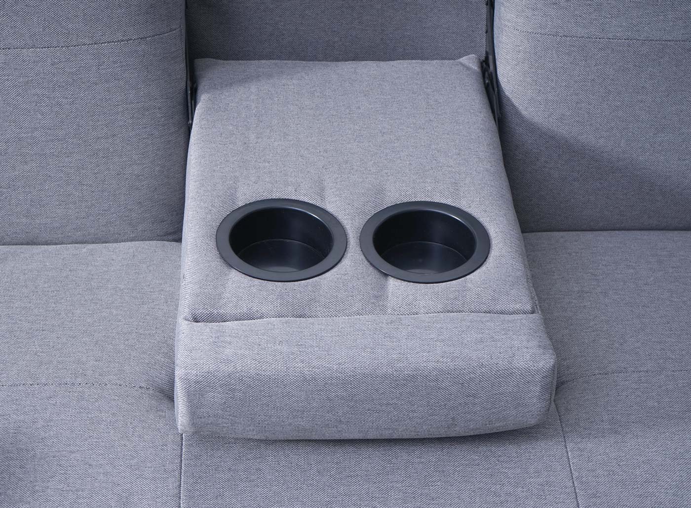 Cosmo Casa - 3-zitsbank - Bekerhouder - Kunstleer & Textiel - Zwart & Lichtgrijs - 97×166 cm