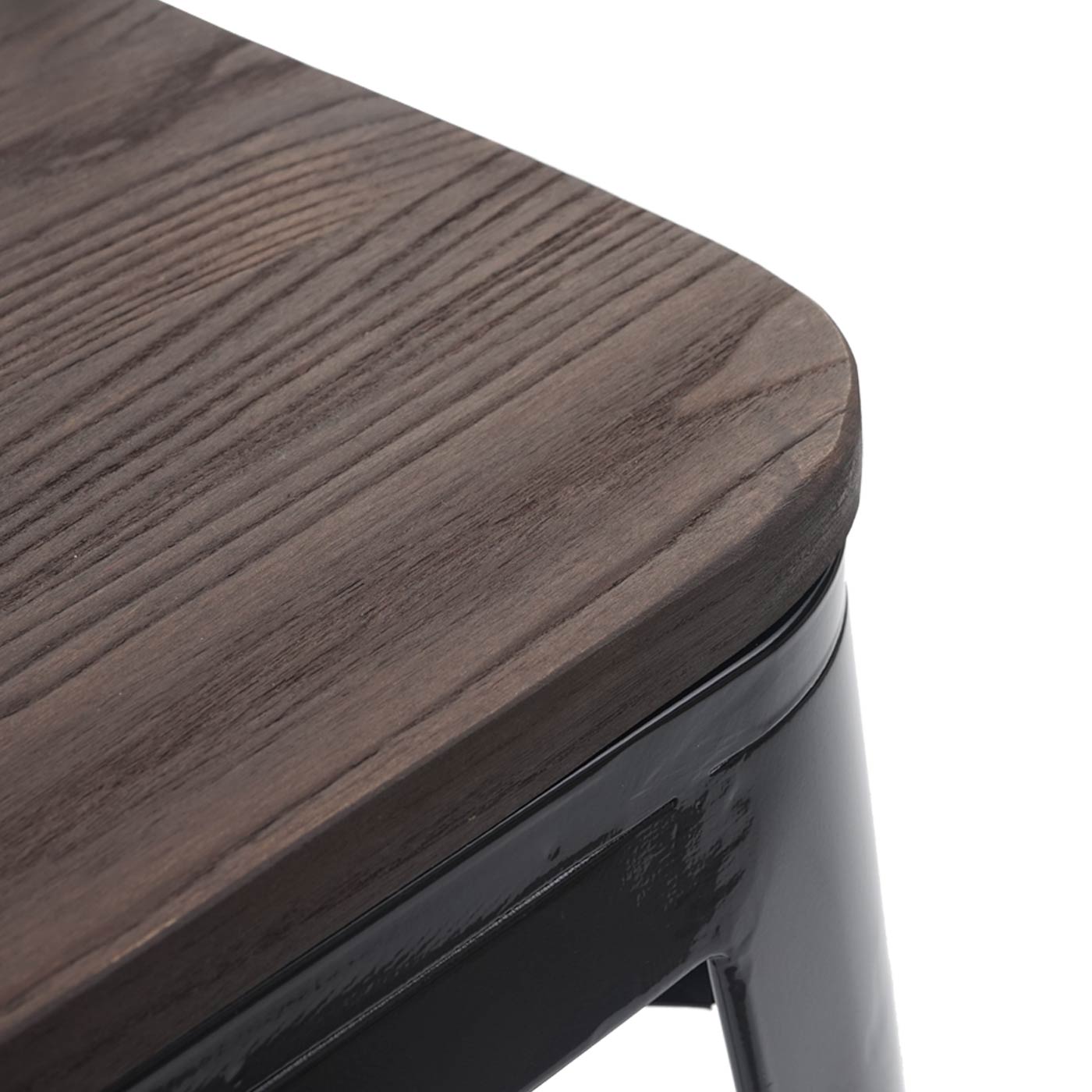 Cosmo Casa - Set van 2 Krukken - Stapelbaar - Metaal & Hout - Zwart