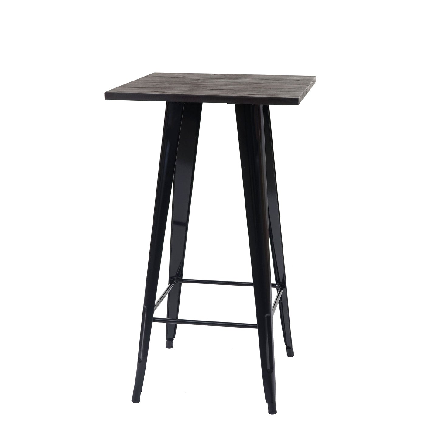 Cosmo Casa - Hoge tafel - Bistrotafel - Metaal & Hout - Zwart - 107×60×60 cm