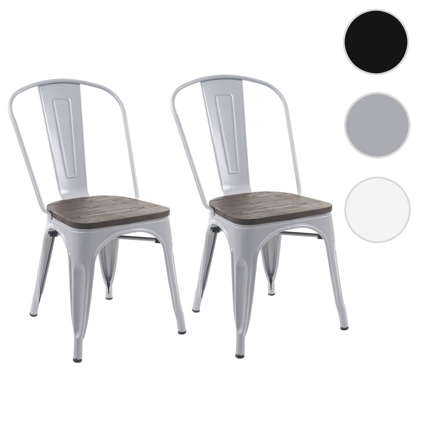 Cosmo Casa - Set van 2 Bistrostoelen - Stapelbaar - Metaal & Hout - Grijs