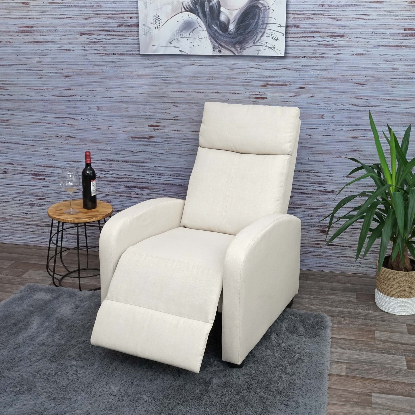 Cosmo Casa - TV-fauteuil - Verstelbaar - Textiel - Crème