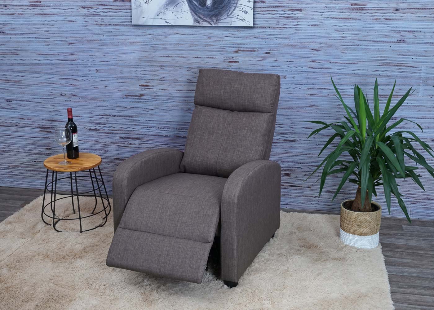 Cosmo Casa - TV-fauteuil - Verstelbaar - Textiel - Grijsbruin