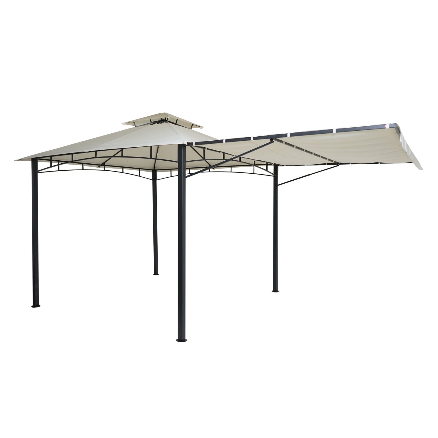 Cosmo Casa - Pergola - Verplaatsbare zijwand - Staal - Crèmebeige - 2,5×2,5 m