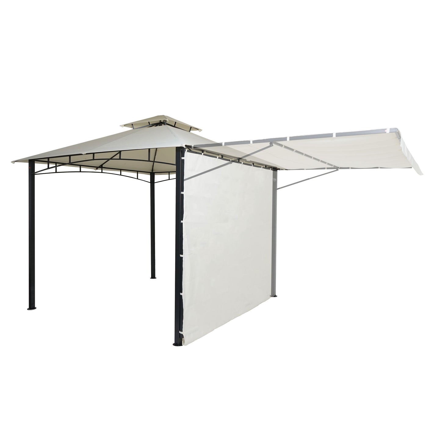 Cosmo Casa - Pergola - Verplaatsbare zijwand - Staal - Crèmebeige - 2,5×2,5 m