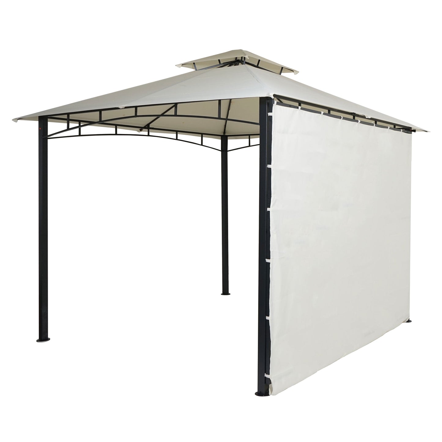 Cosmo Casa - Pergola - Verplaatsbare zijwand - Staal - Crèmebeige - 2,5×2,5 m