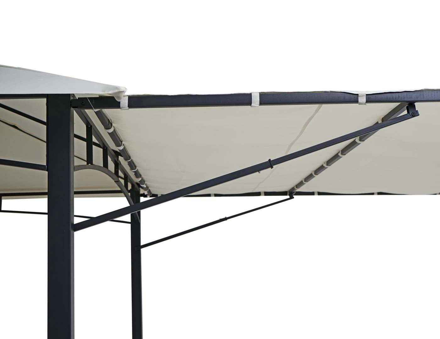 Cosmo Casa - Pergola - Verplaatsbare zijwand - Staal - Crèmebeige - 2,5×2,5 m