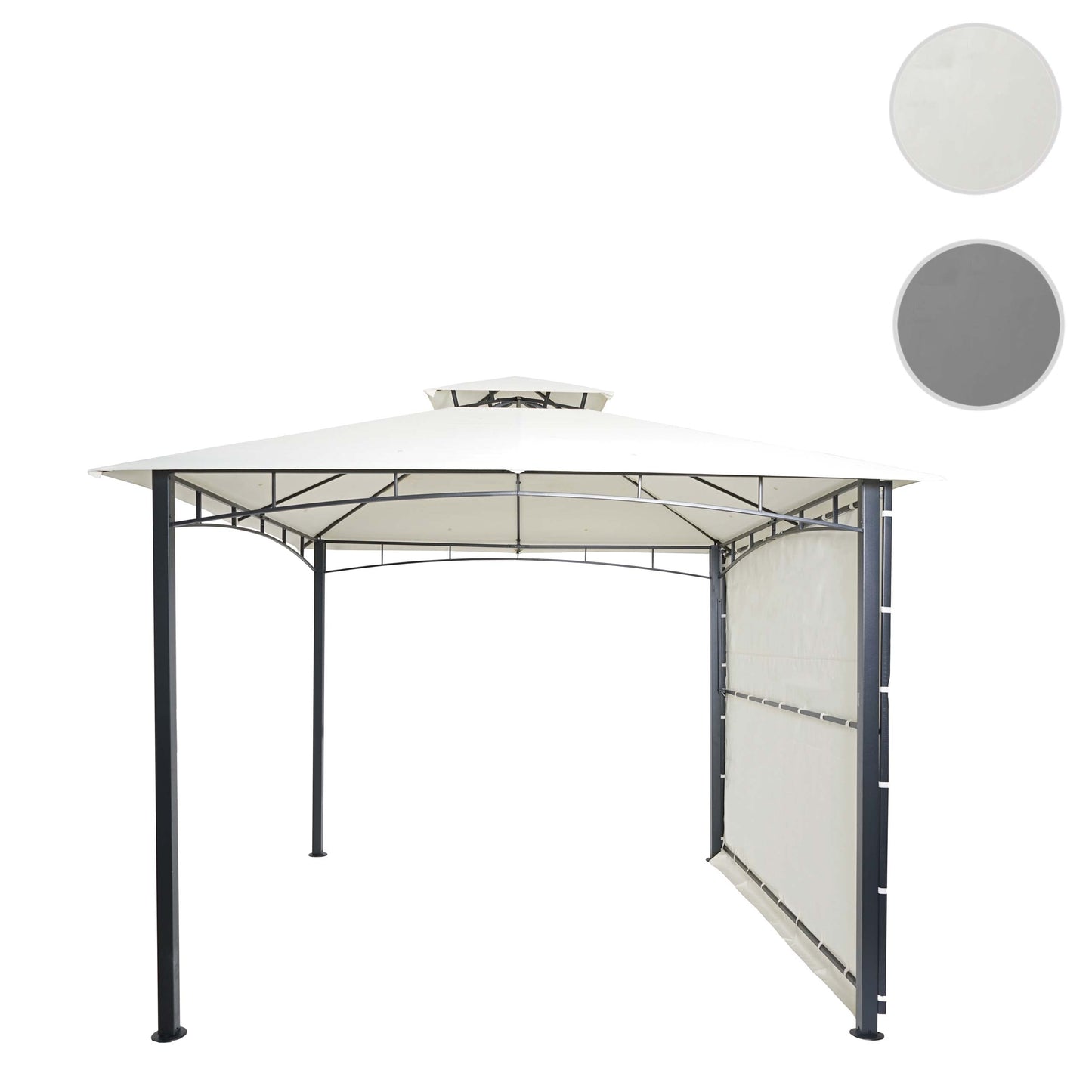 Cosmo Casa - Pergola - Verplaatsbare zijwand - Staal - Crèmebeige - 2,5×2,5 m