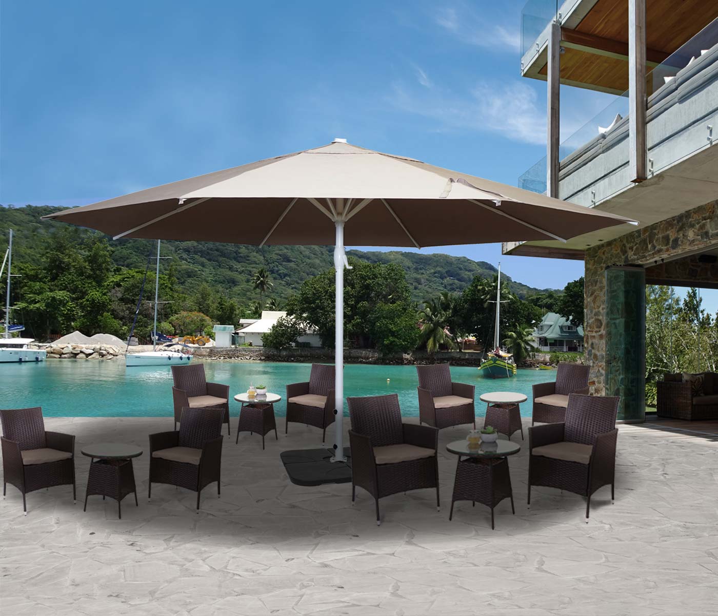 Cosmo Casa - Parasol - Zonder voet - Polyester & Aluminium - Crème-Beige - 5 m