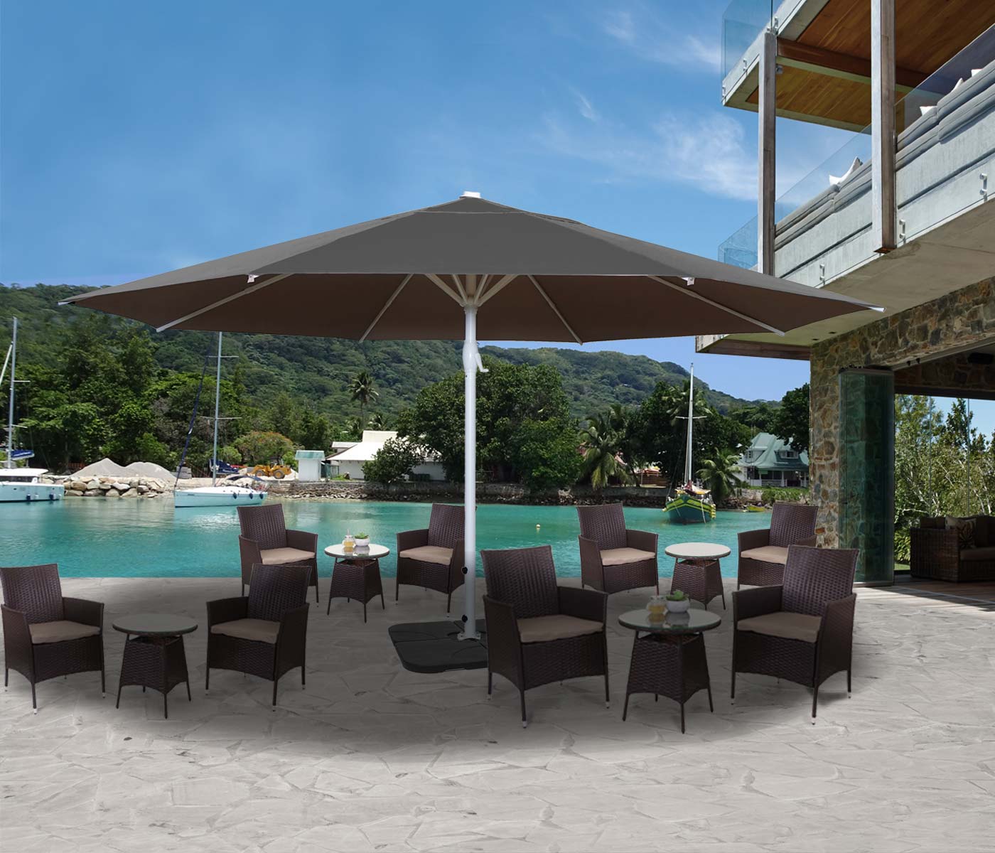 Cosmo Casa - Parasol - Zonder voet - Polyester & Aluminium - Antraciet - 5 m