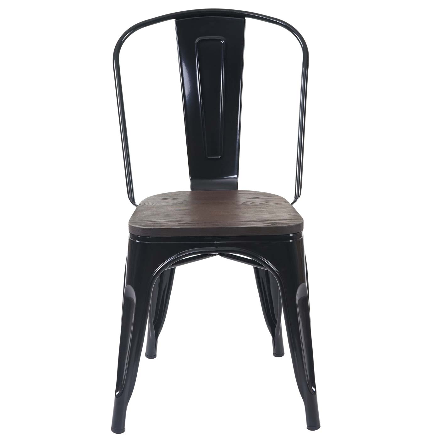 Cosmo Casa - Set van 4 Bistrostoelen - Stapelbaar - Metaal & Hout - Zwart