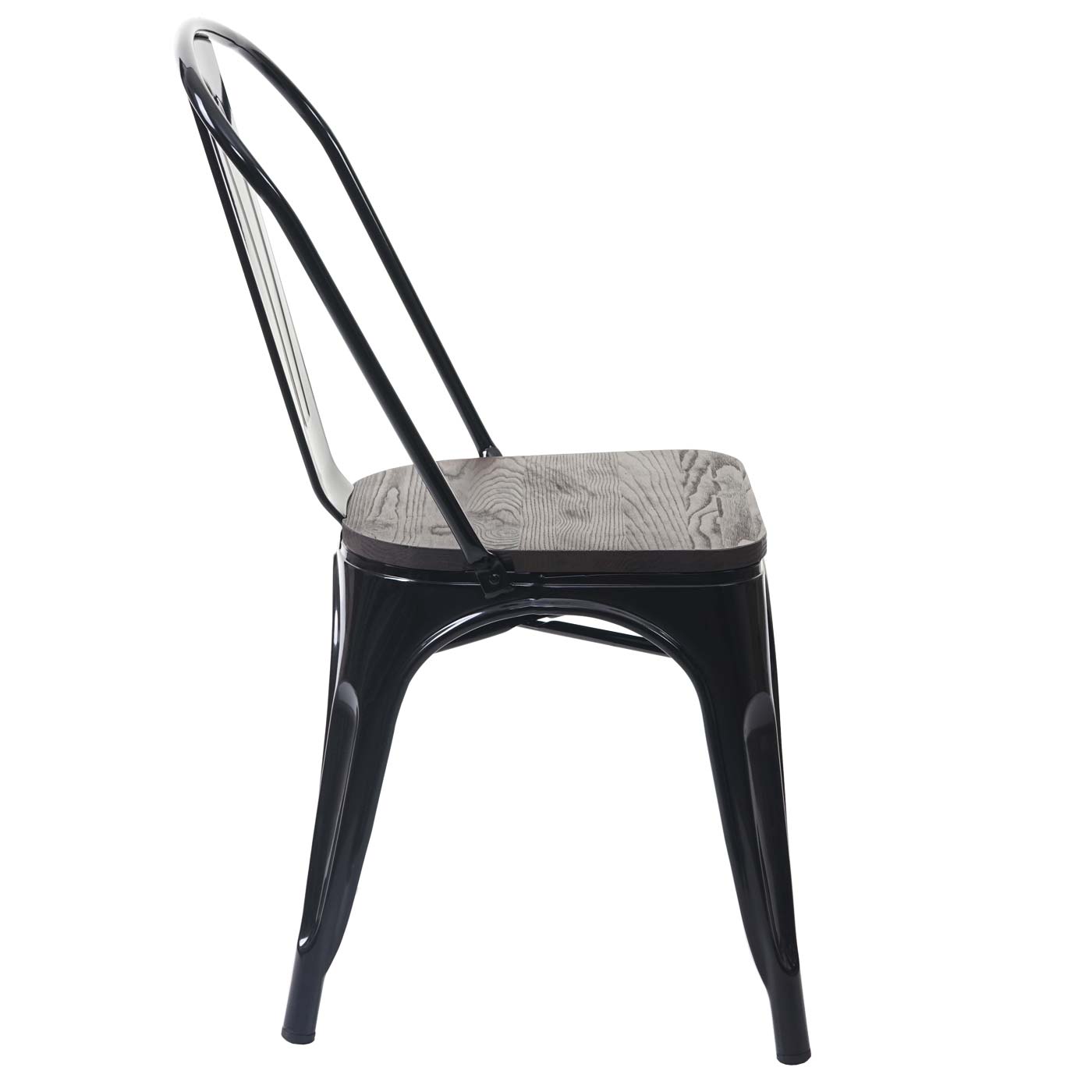 Cosmo Casa - Set van 4 Bistrostoelen - Stapelbaar - Metaal & Hout - Zwart
