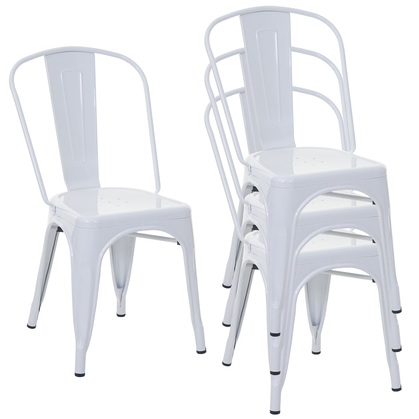 Cosmo Casa - Set van 4 Stoelen - Stapelbaar - Metaal - Wit