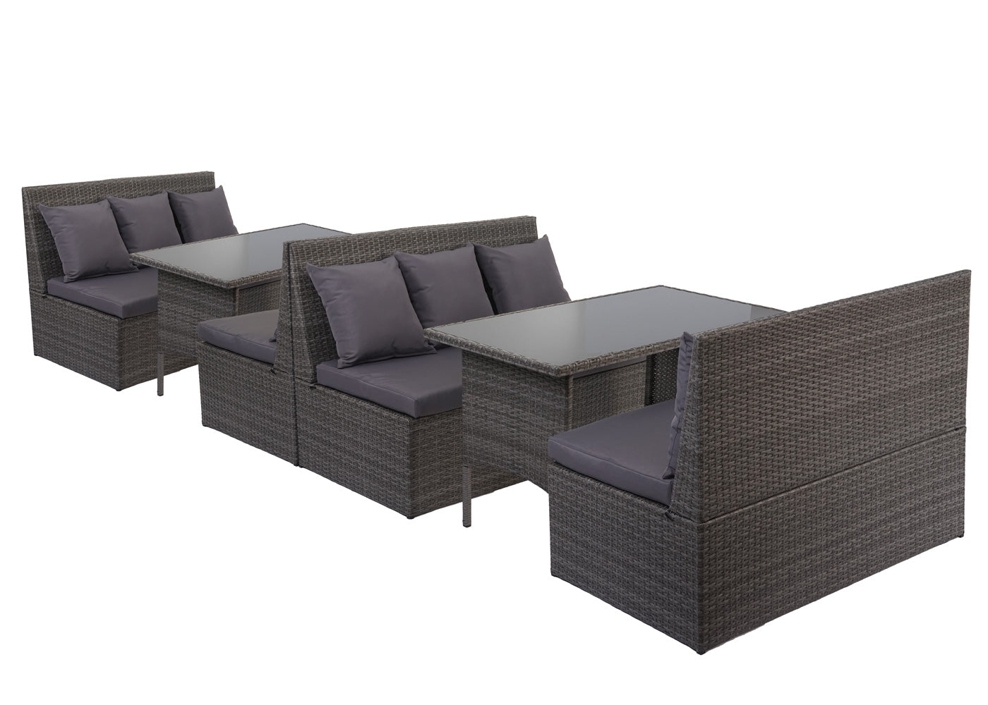 Cosmo Casa - Polyrotanset - Lounge - Polyrotan - Grijs & Donkergrijs - 2×2-zits