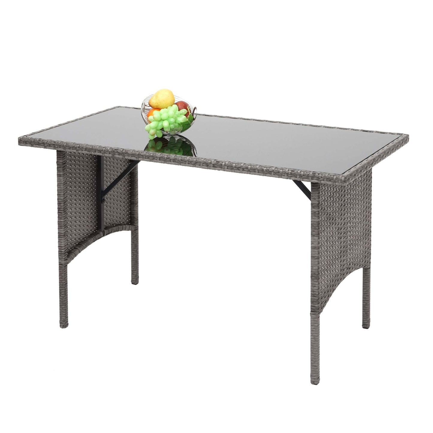 Cosmo Casa - Eettafel - Horeca - Polyrotan - Grijs - 112×60 cm