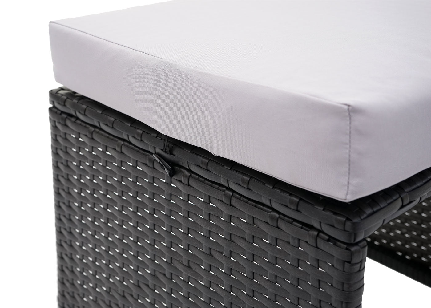 Cosmo Casa - Set van 2 Krukken - Bistro - Polyrotan - Zwart & Lichtgrijs