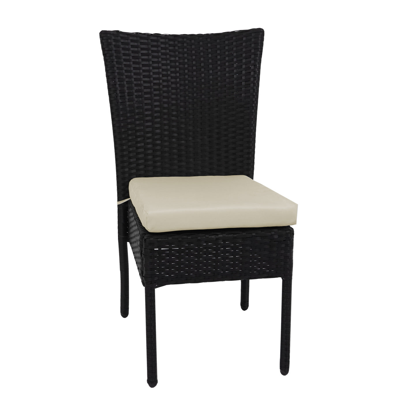 Cosmo Casa - Set van 2 Stoelen - Stapelbaar - Polyrotan - Zwart & Crème