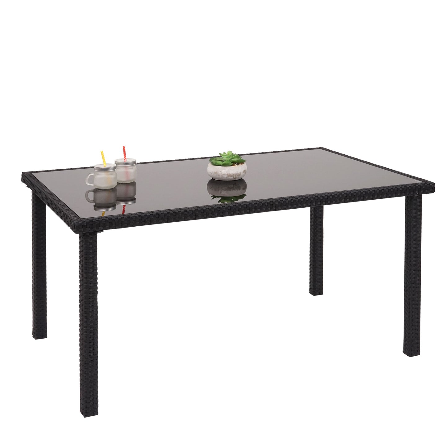 Cosmo Casa - Tafel - Balkontafel - Polyrotan - Zwart - 120×75 cm