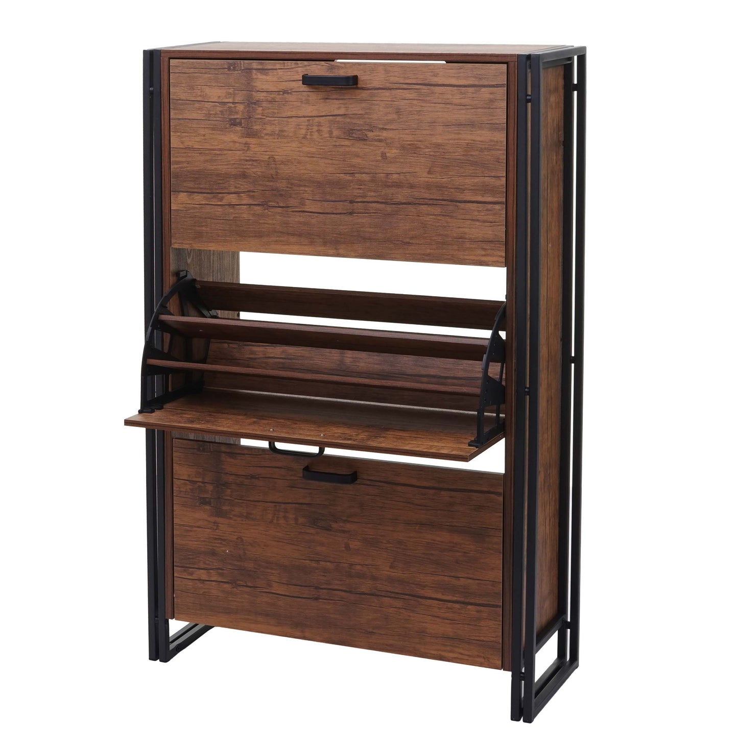 Cosmo Casa - Schoenenrek - Kast - Hout - Wilde eiken look - 122×77×29 cm