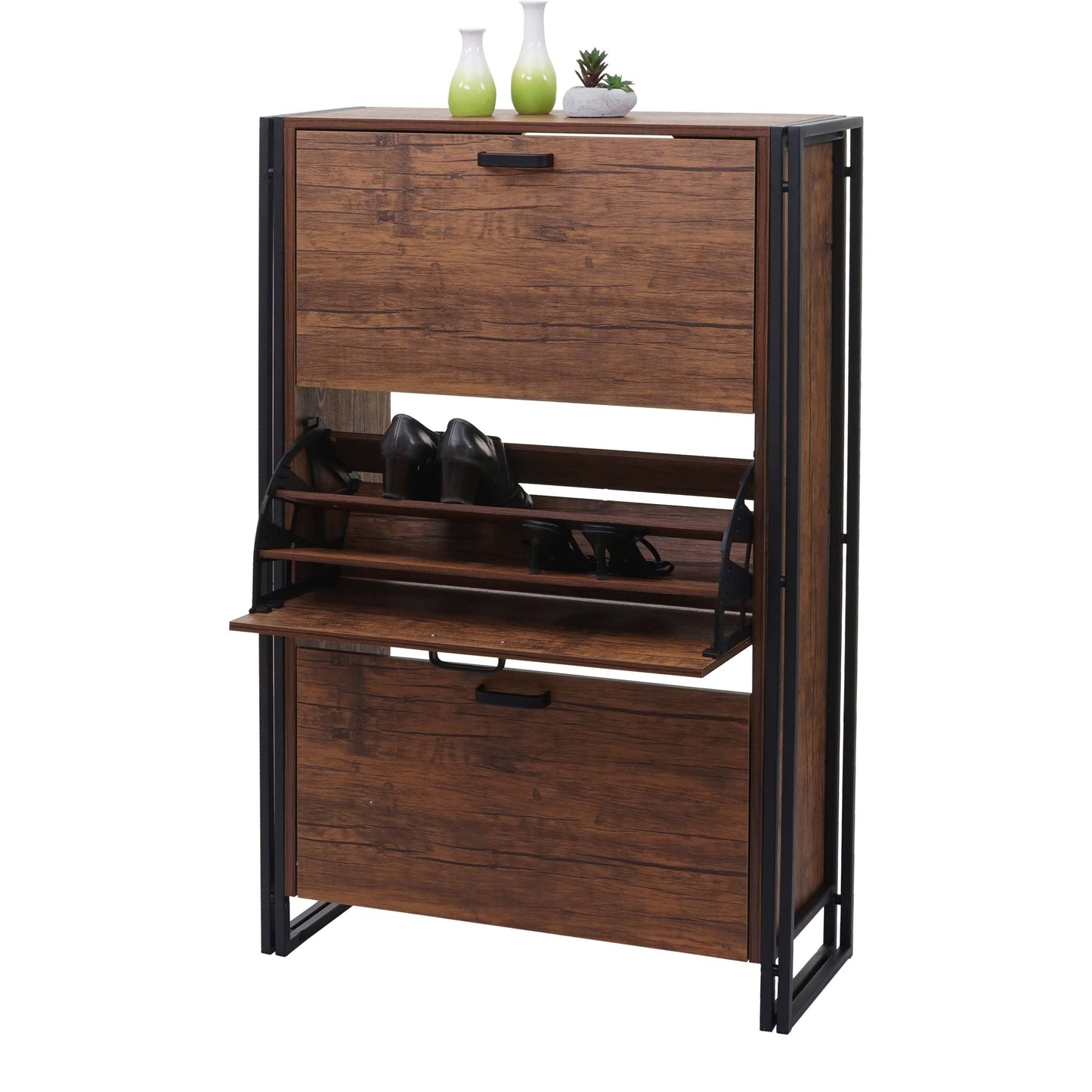 Cosmo Casa - Schoenenrek - Kast - Hout - Wilde eiken look - 122×77×29 cm