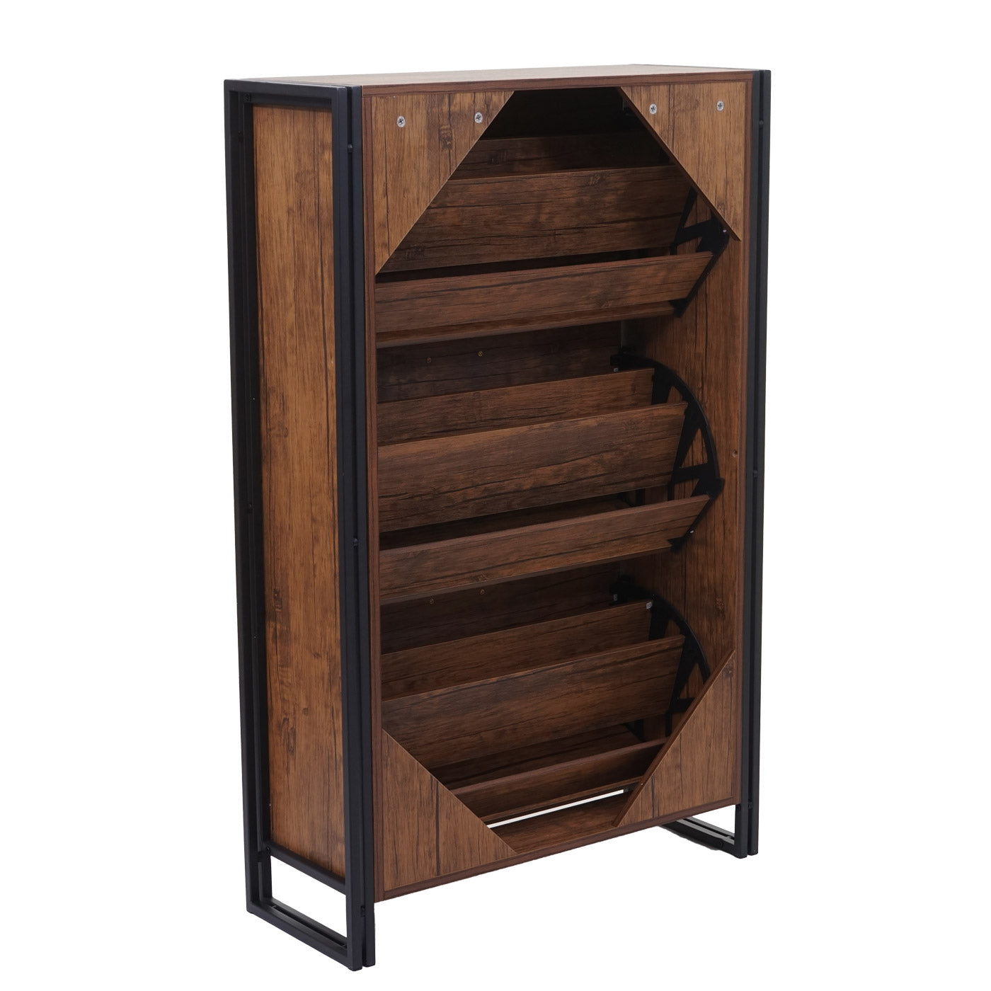 Cosmo Casa - Schoenenrek - Kast - Hout - Wilde eiken look - 122×77×29 cm