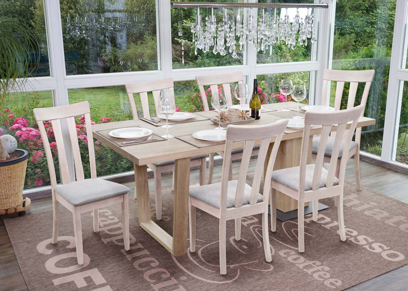 Cosmo Casa - Set van 2 Keukenstoelen - Licht frame - Hout & Textiel - Grijs