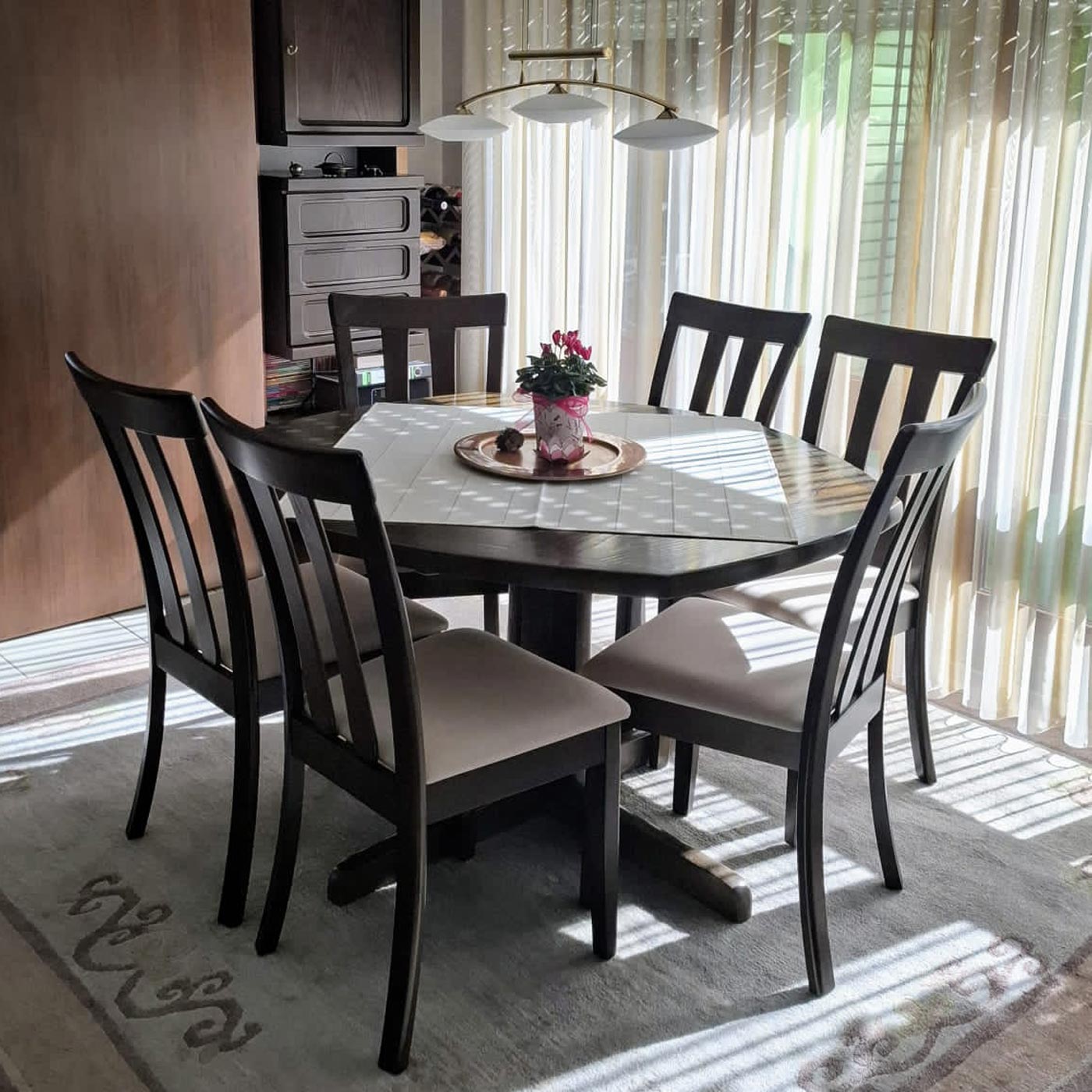 Cosmo Casa - Set van 2 Keukenstoelen - Licht frame - Hout & Textiel - Grijs