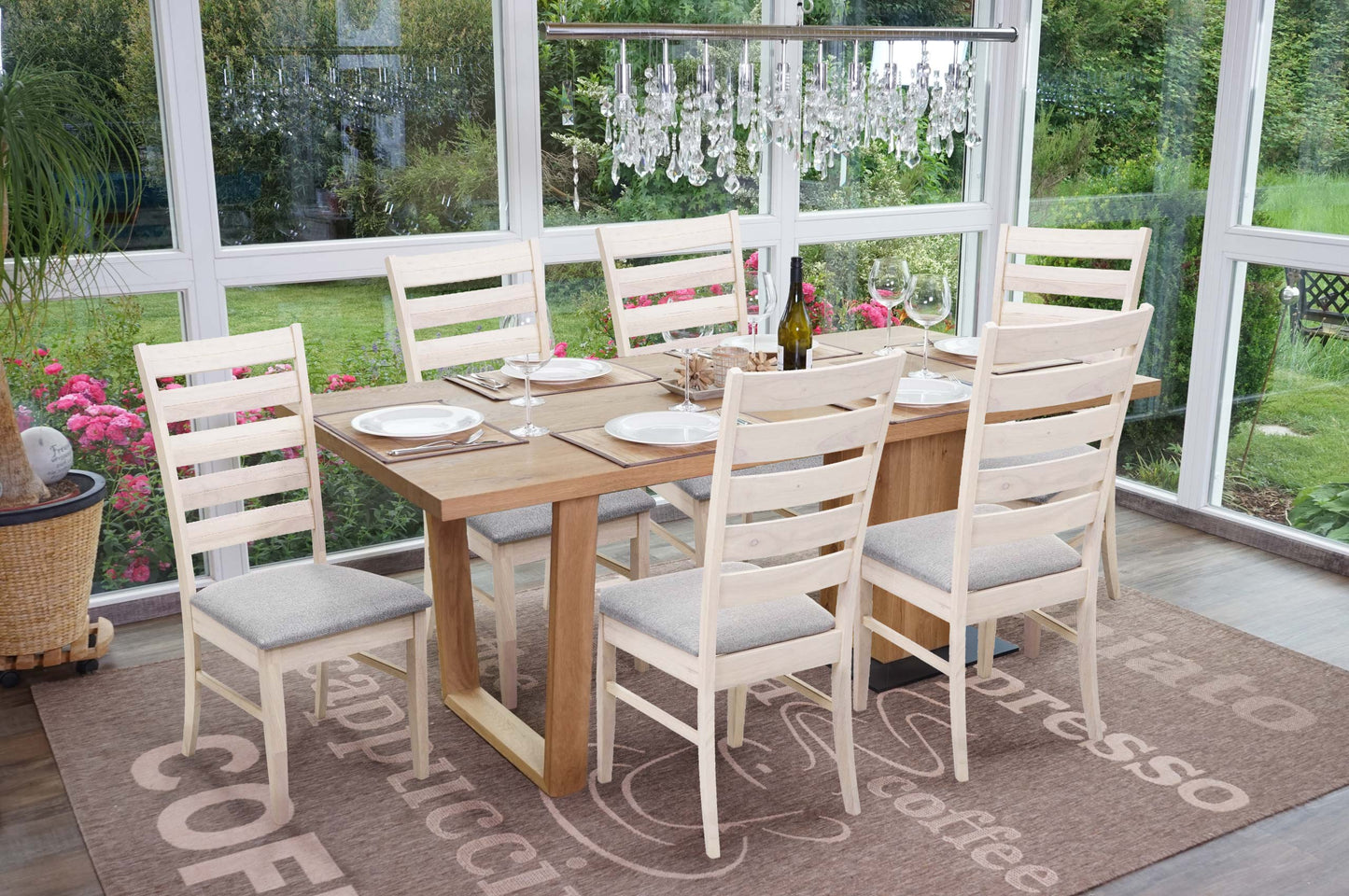 Cosmo Casa - Set van 2 Keukenstoelen - Licht frame - Hout & Textiel - Grijs