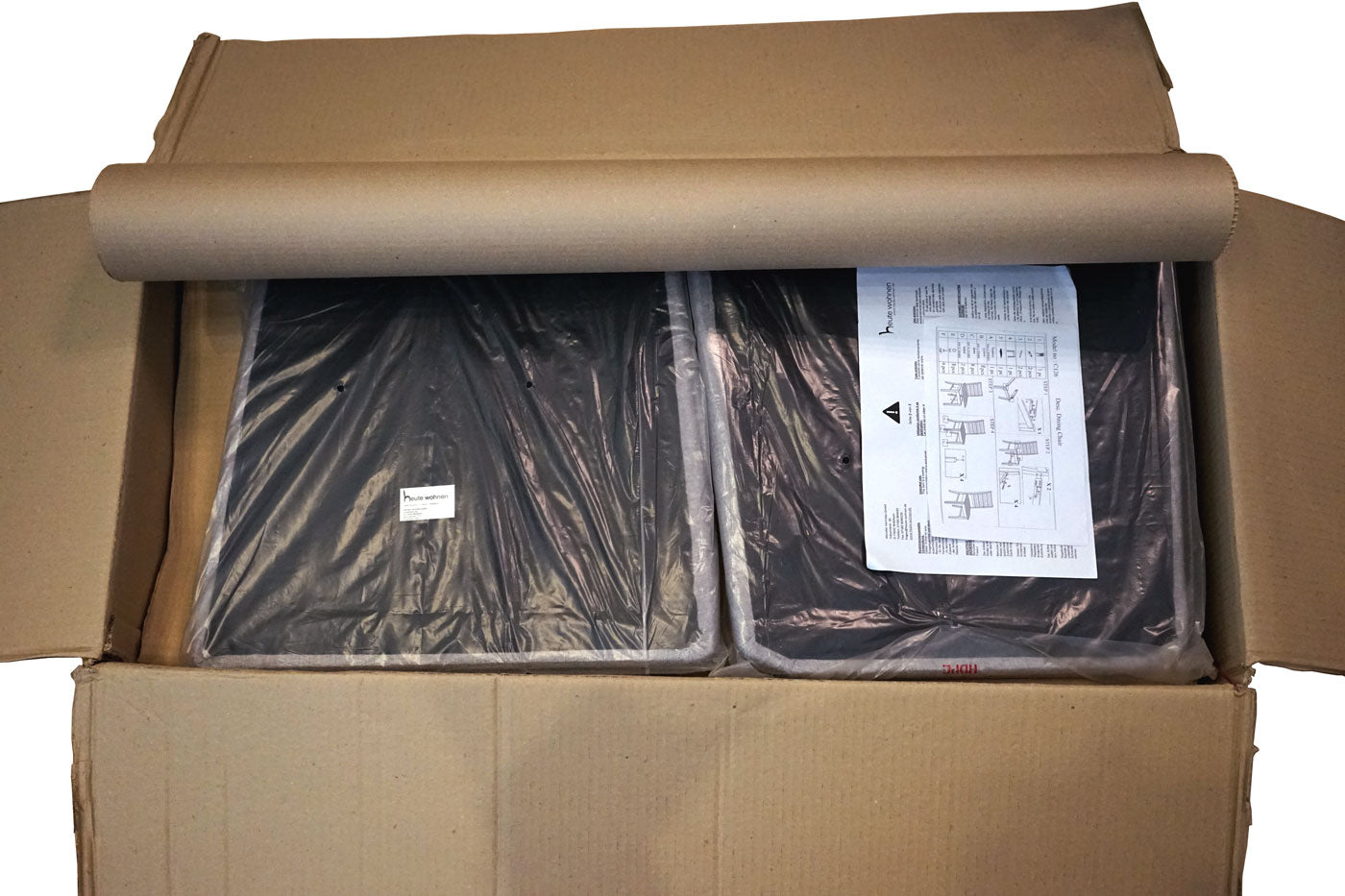 Cosmo Casa - Set van 2 Keukenstoelen - Licht frame - Hout & Textiel - Grijs