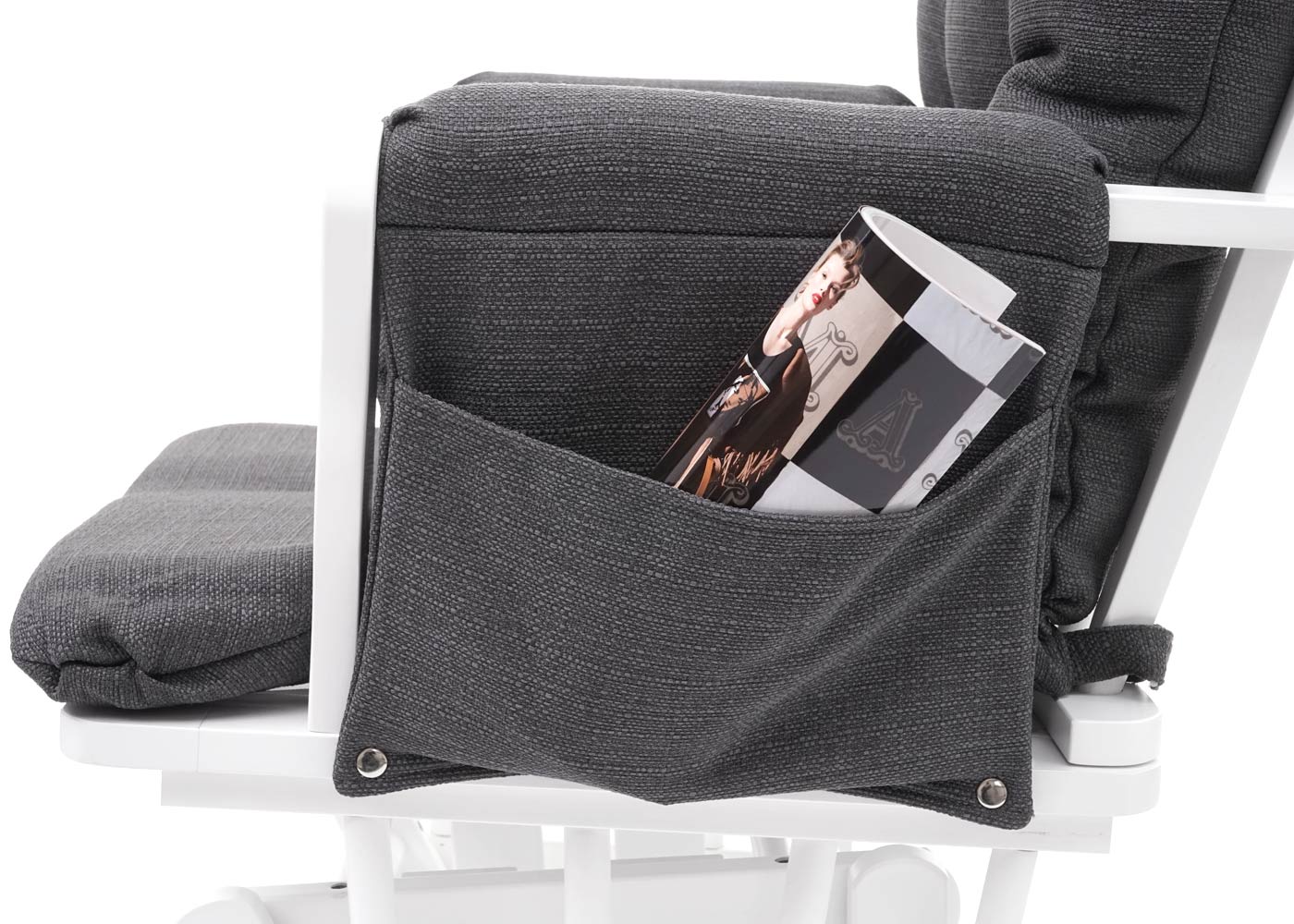 Cosmo Casa - Relaxstoel - Schommel - Textiel - Donkergrijs - Frame wit