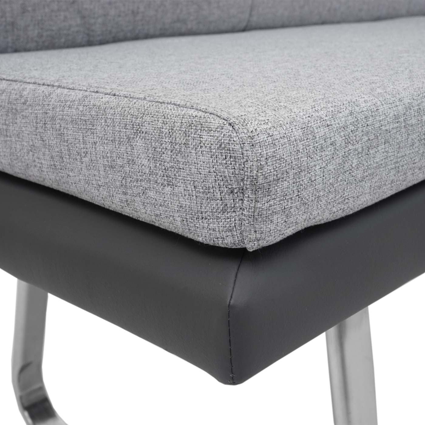 Cosmo Casa - Eetkamerbank - Stof & Kunstleer - Grijs - 160 cm