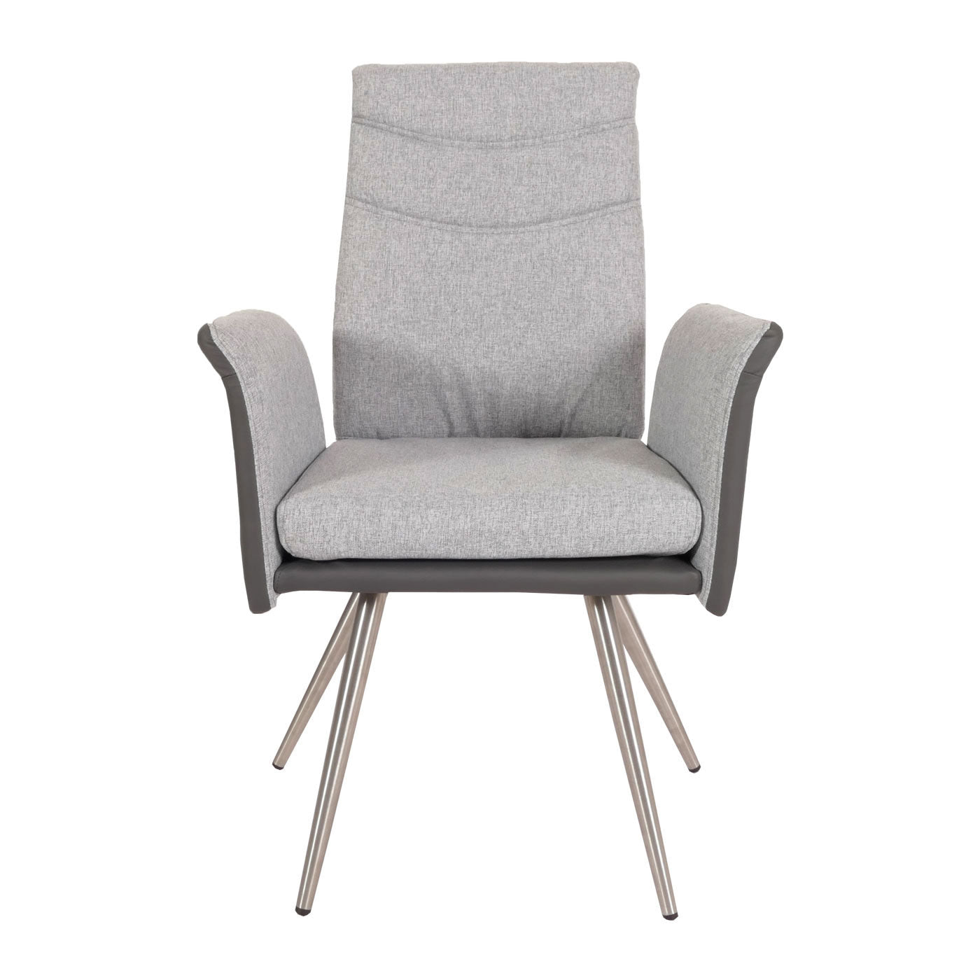 Cosmo Casa - Set van 2 Eetkamerstoelen - Armleuningen - Stof & Kunstleer - Grijs