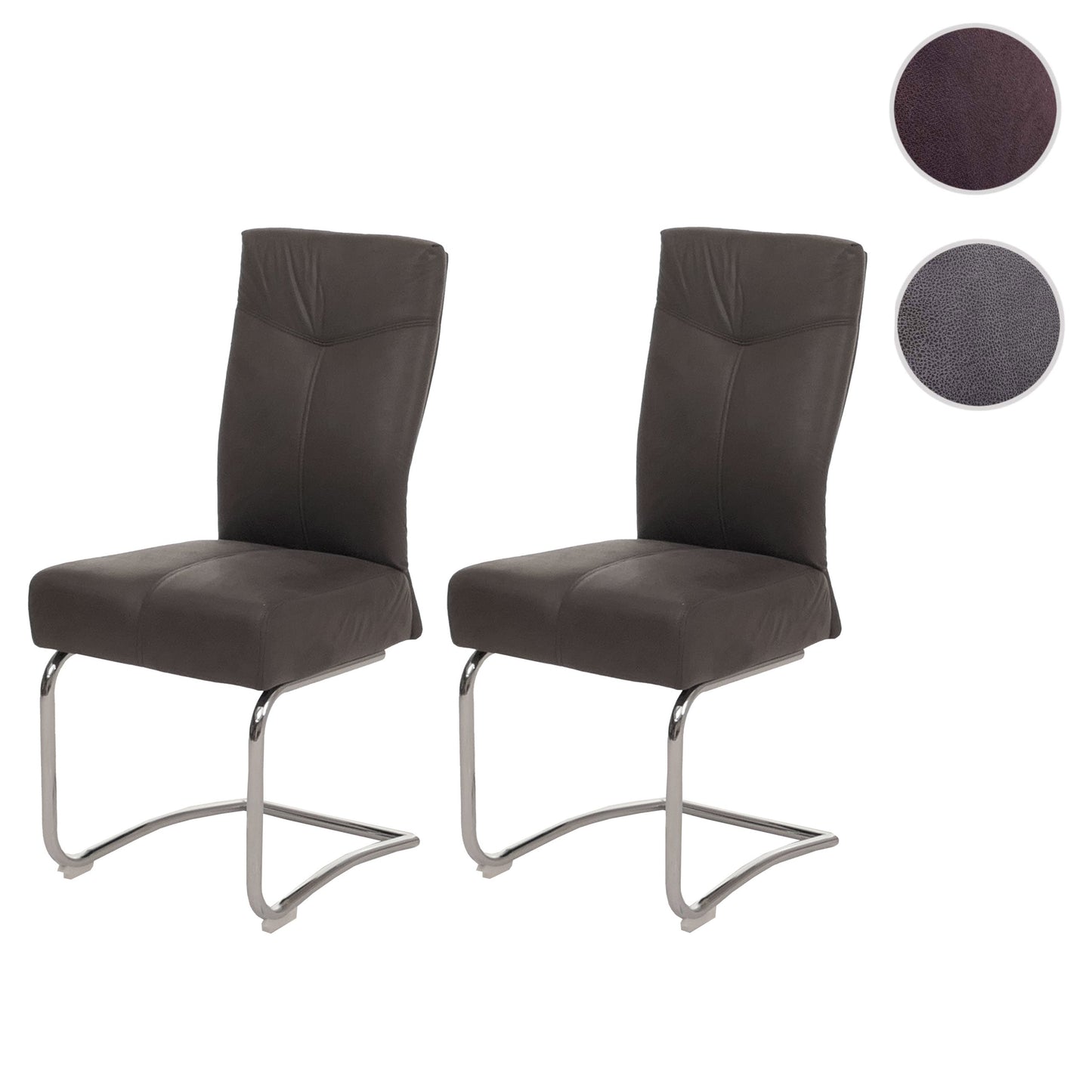 Cosmo Casa - Set van 2 Eetkamerstoelen - Cantilever - Textiel - Grijs