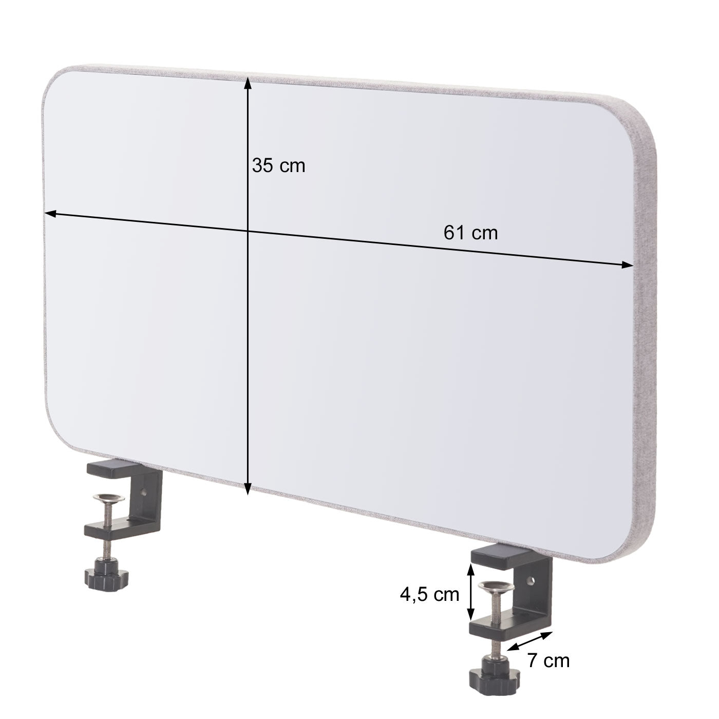 Cosmo Casa - Whiteboardtafel - Magneetbord - Textiel - Grijs - 60×35 cm