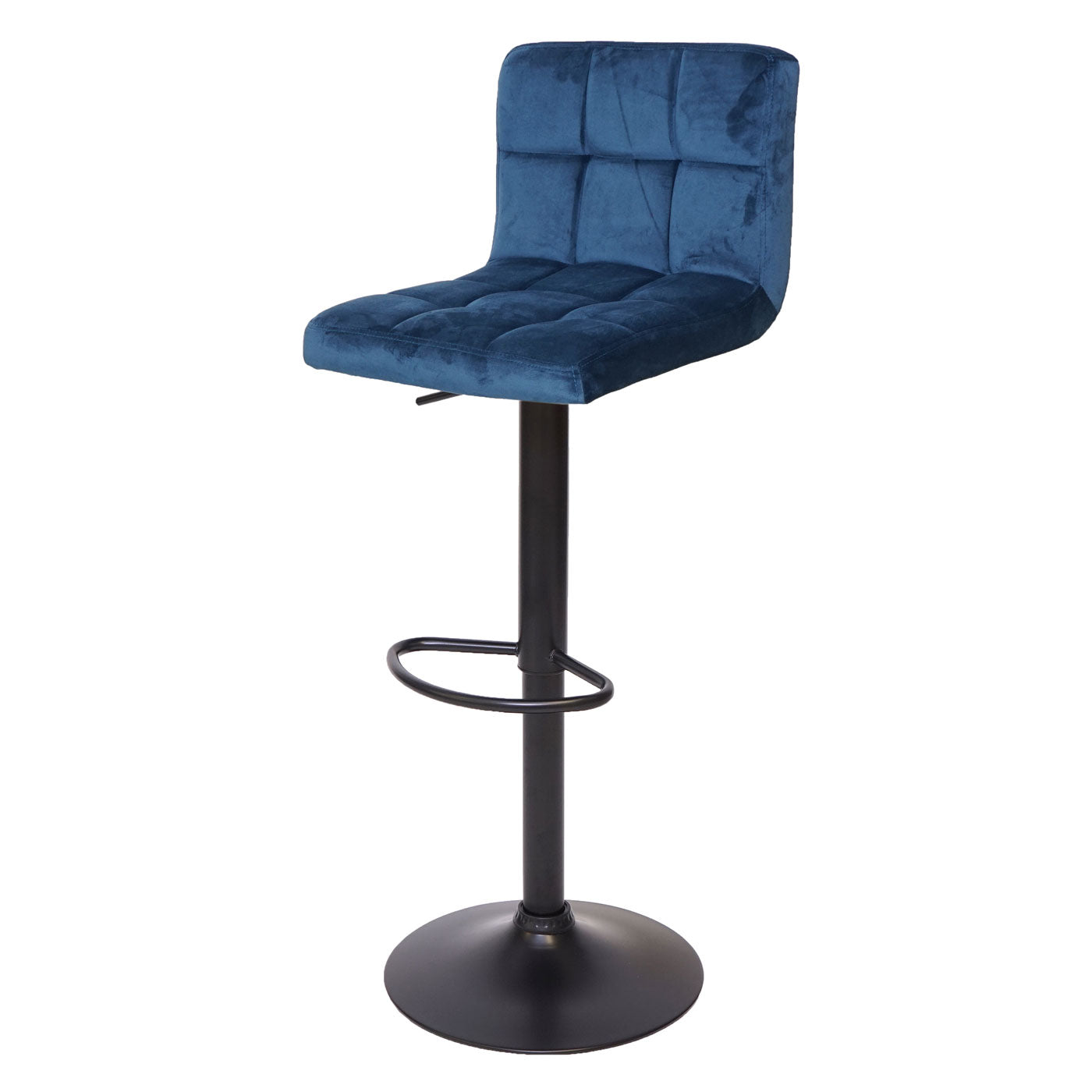 Cosmo Casa - Set van 2 Barkrukken - Verstelbaar - Fluweel - Petrolblauw