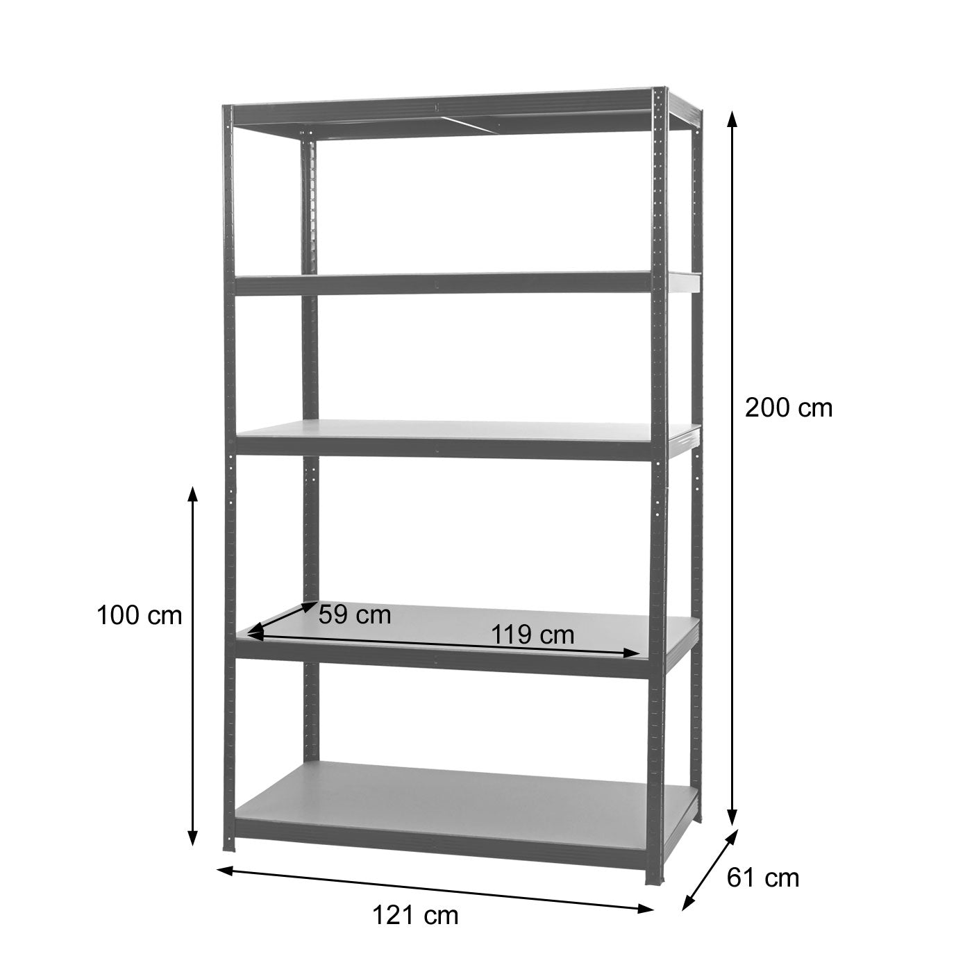 Cosmo Casa - Zware stelling - Opslag - Metaal - Gegalvaniseerd - 200×120×60 cm
