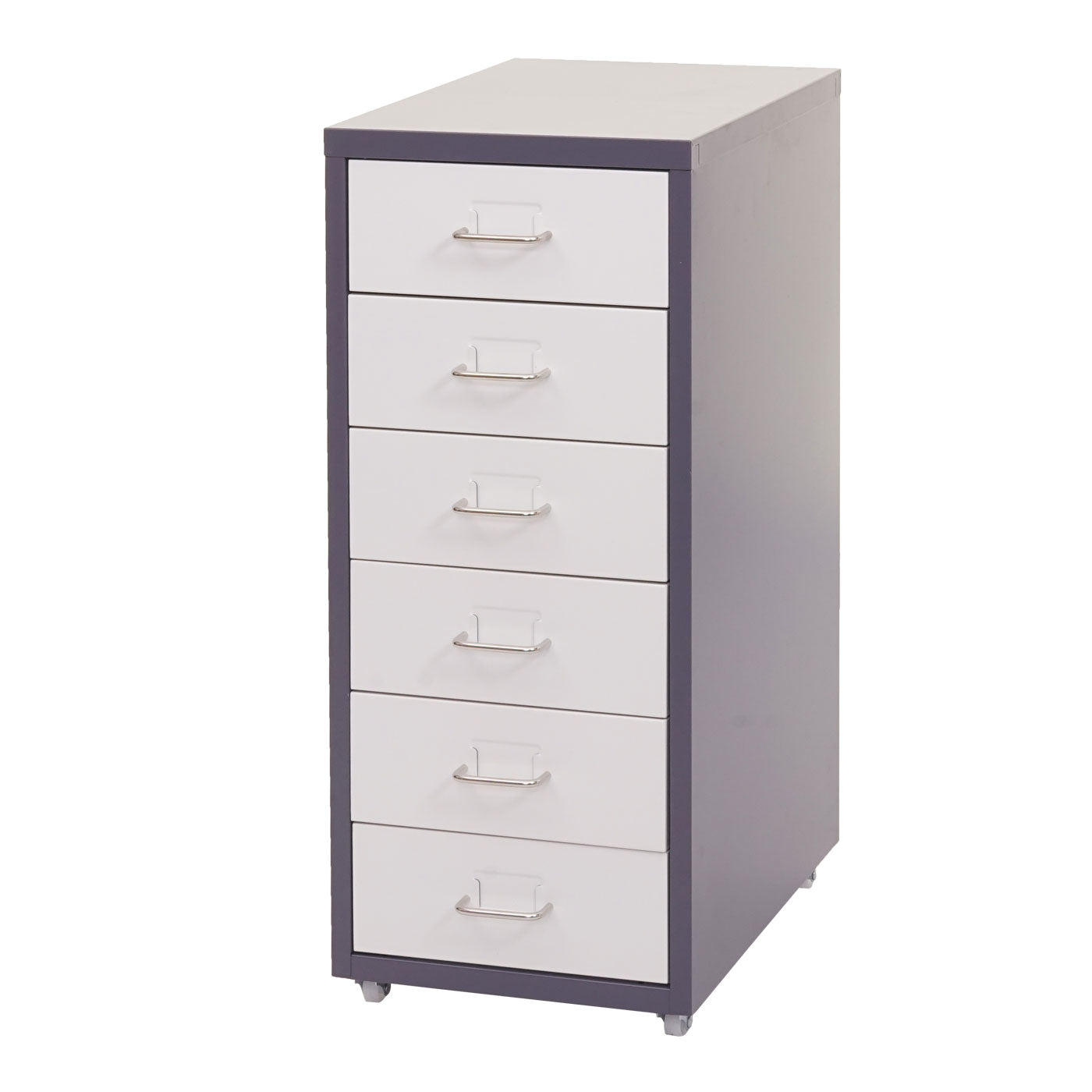 Cosmo Casa - Boston Mobiele Kast - Stalen Ladenkast - 69x28x41cm - 6 Laden - Donkergrijs Wit