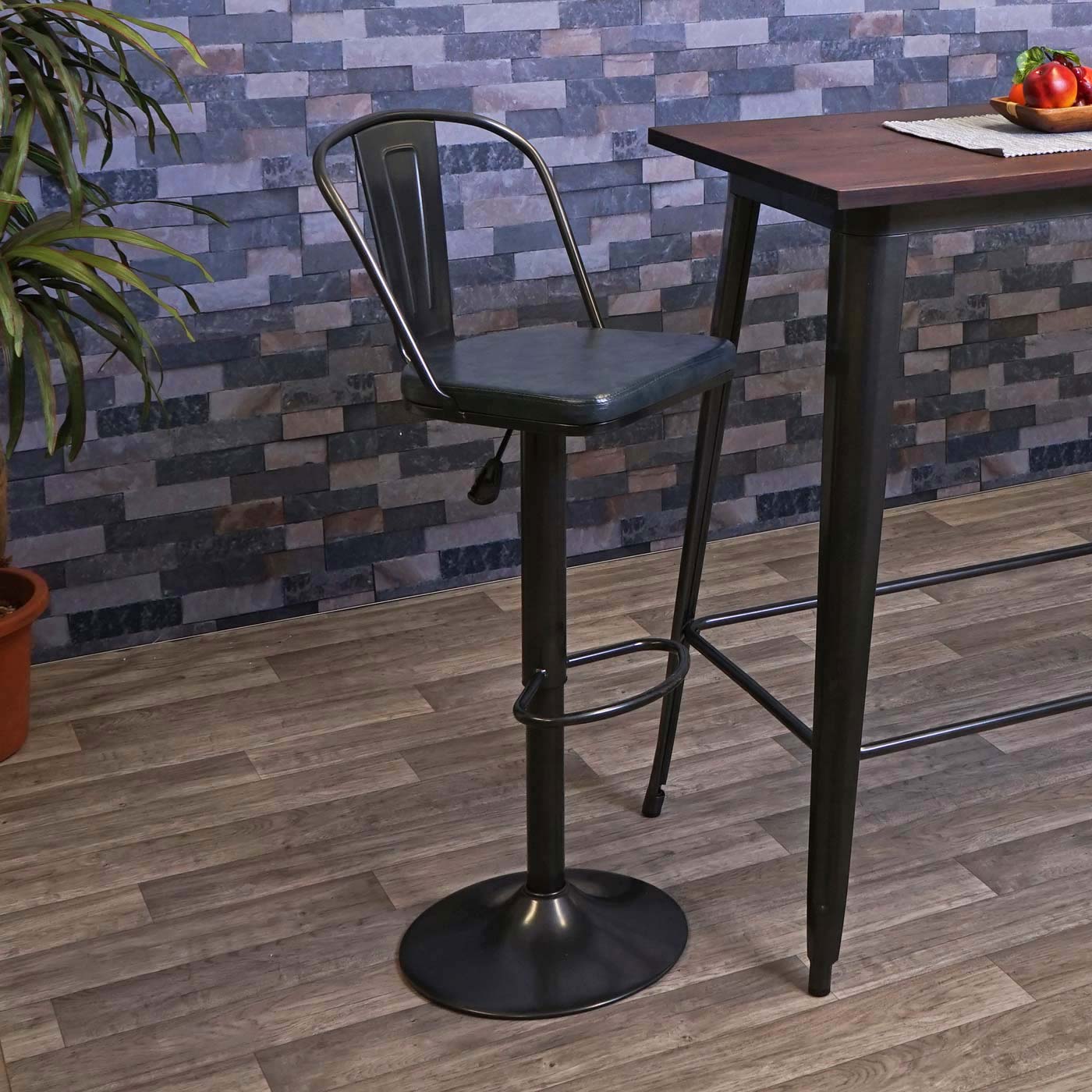 Cosmo Casa - Set van 2 Barkrukken - Verstelbaar - Kunstleer - Vintage grijs