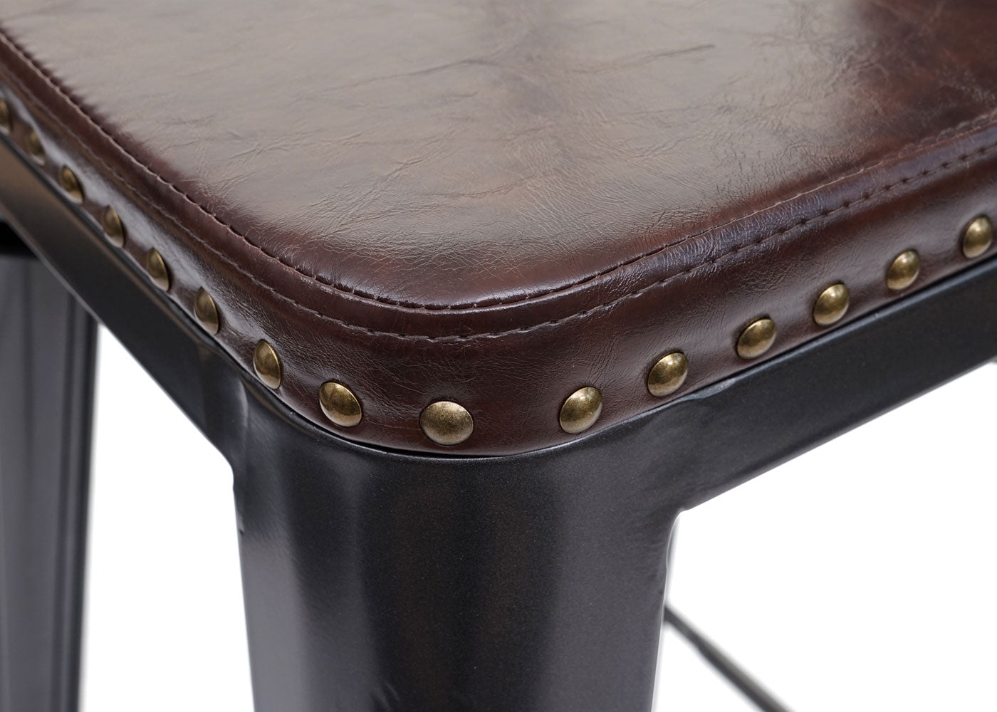 Cosmo Casa - Set van 2 Barkrukken - Chesterfield - Kunstleer - Zwartbruin