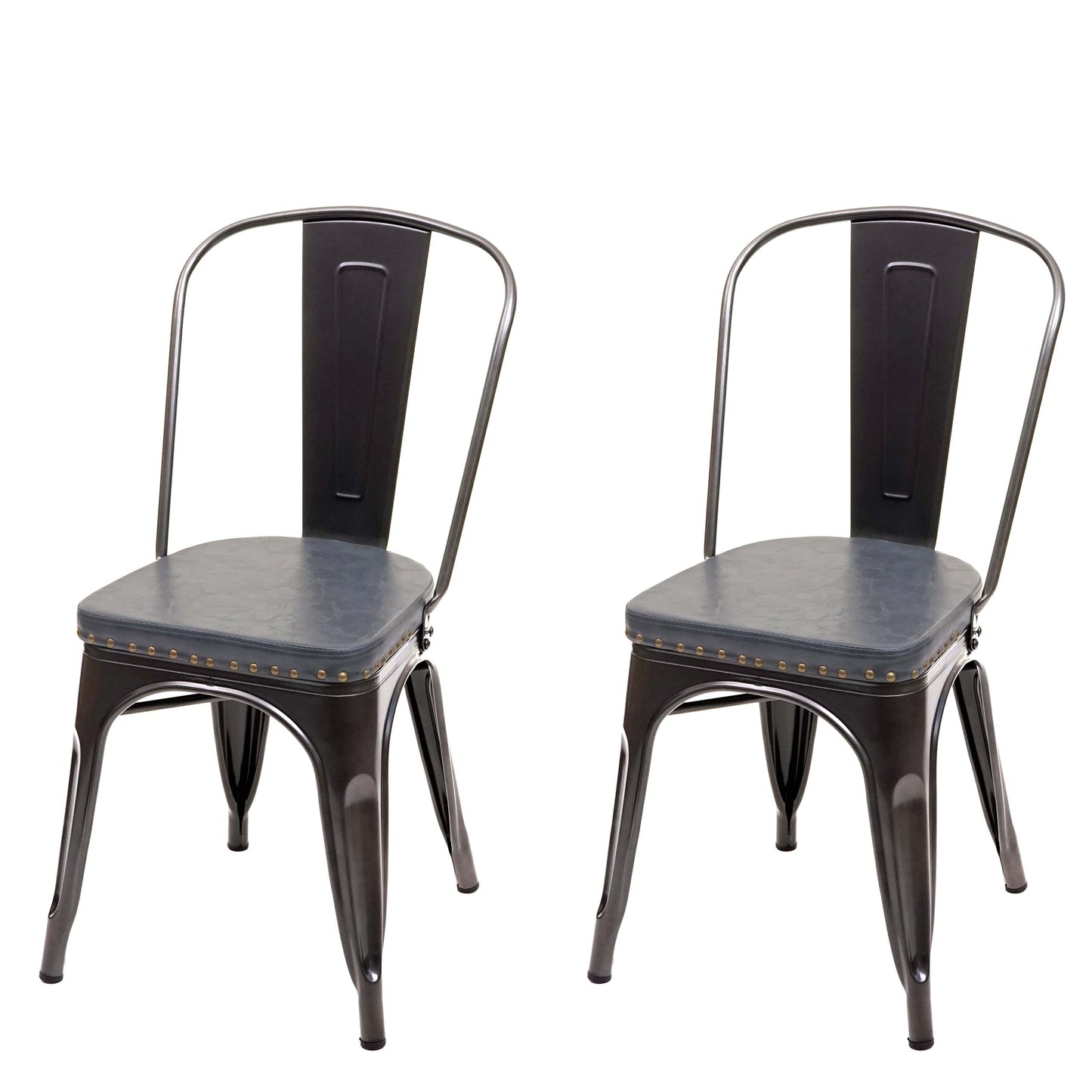 Cosmo Casa - Set van 2 Eetkamerstoelen - Chesterfield - Kunstleer - Zwartgrijs
