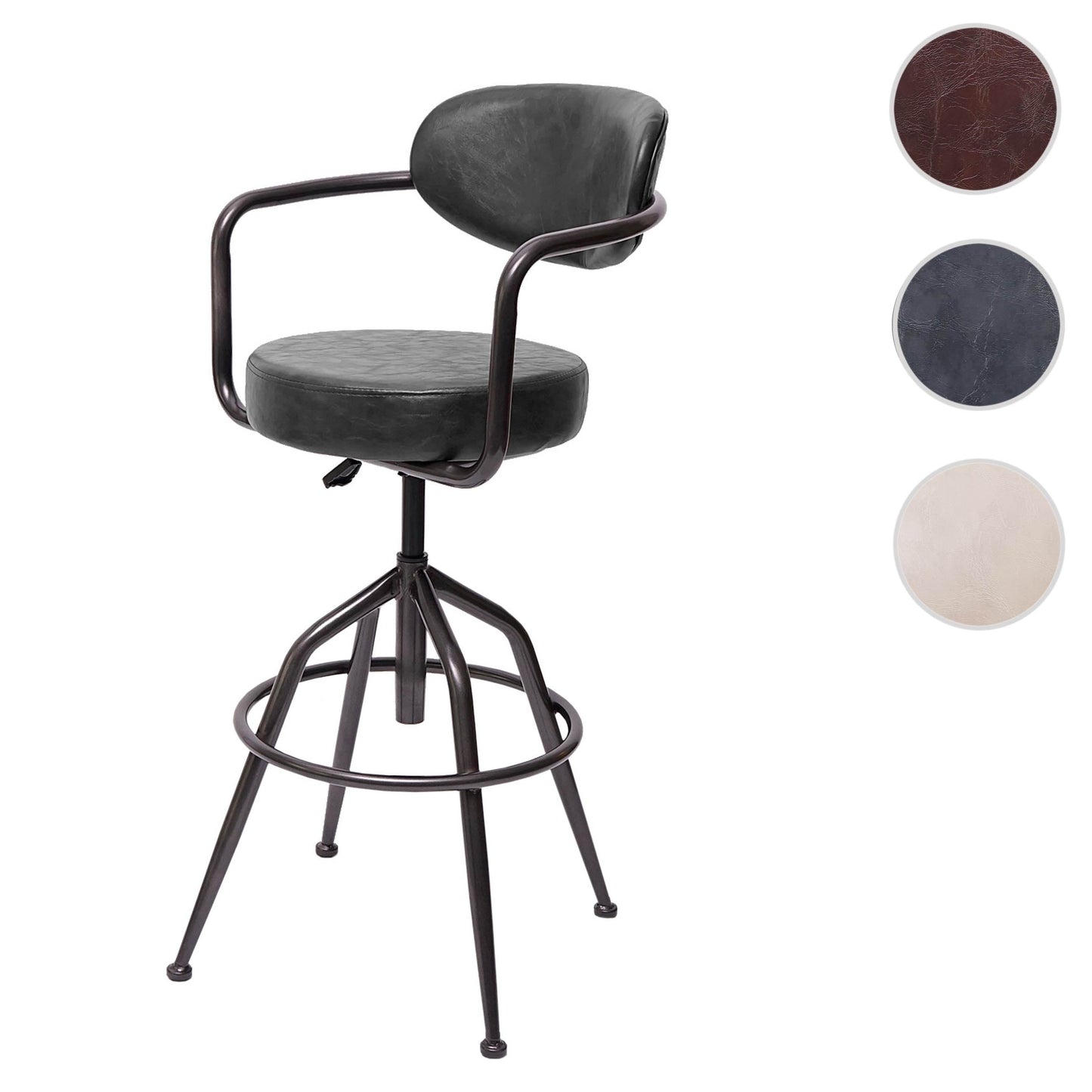 Cosmo Casa - Barkruk - Verstelbaar - Suèdelook - Vintage grijs