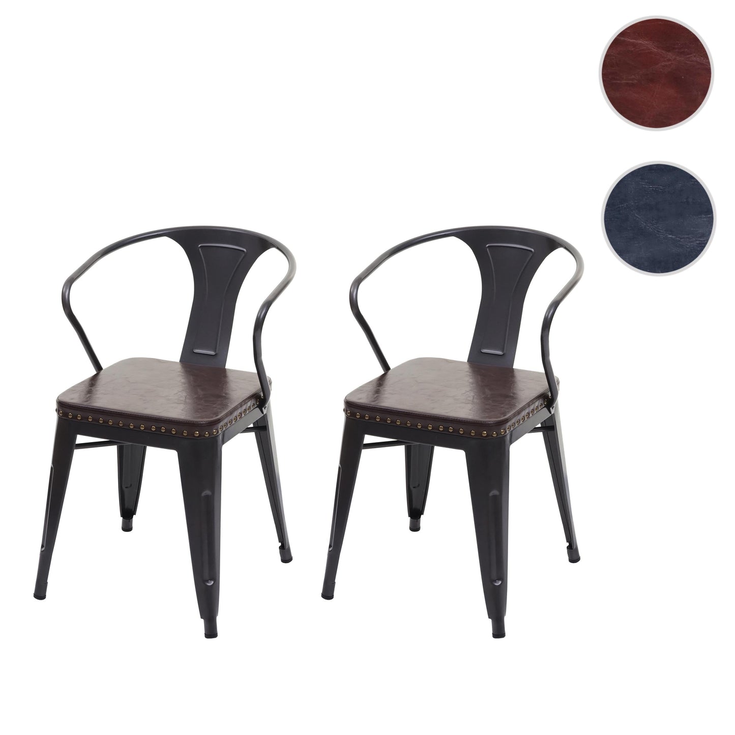 Cosmo Casa - Set van 2 Eetkamerstoelen - Industrieel - Kunstleer - Zwartbruin