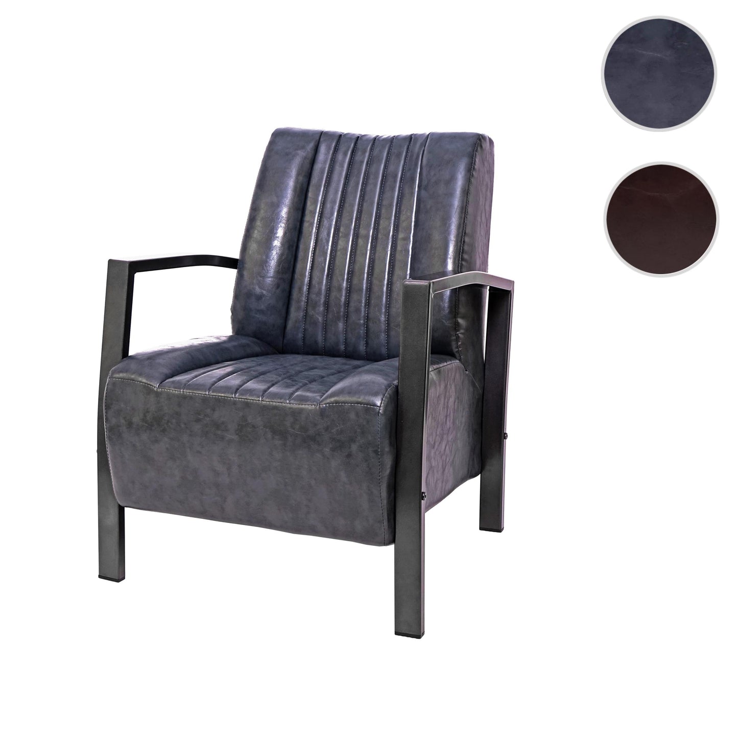 Cosmo Casa - Fauteuil - Gestoffeerd - Metaal - Vintage grijs