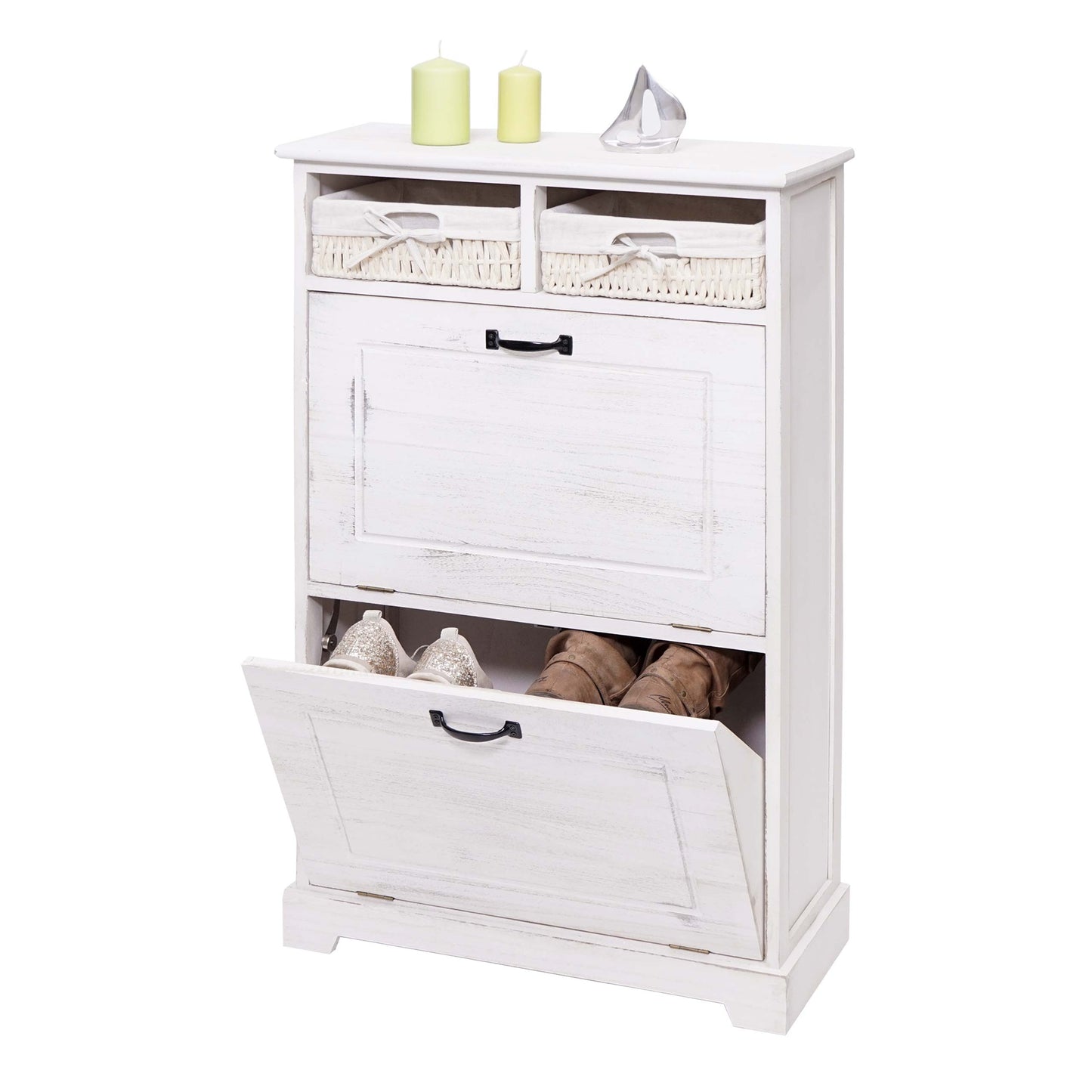 Cosmo Casa - Schoenenrek - Opberger met Lade - Massief Hout - Wit