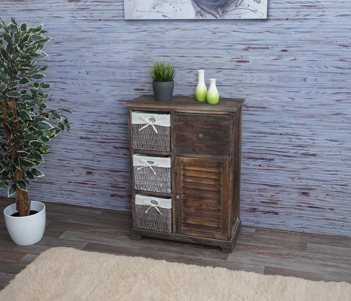 Cosmo Casa - Ladekast - Opbergkast Massief Hout - Shabby Brown