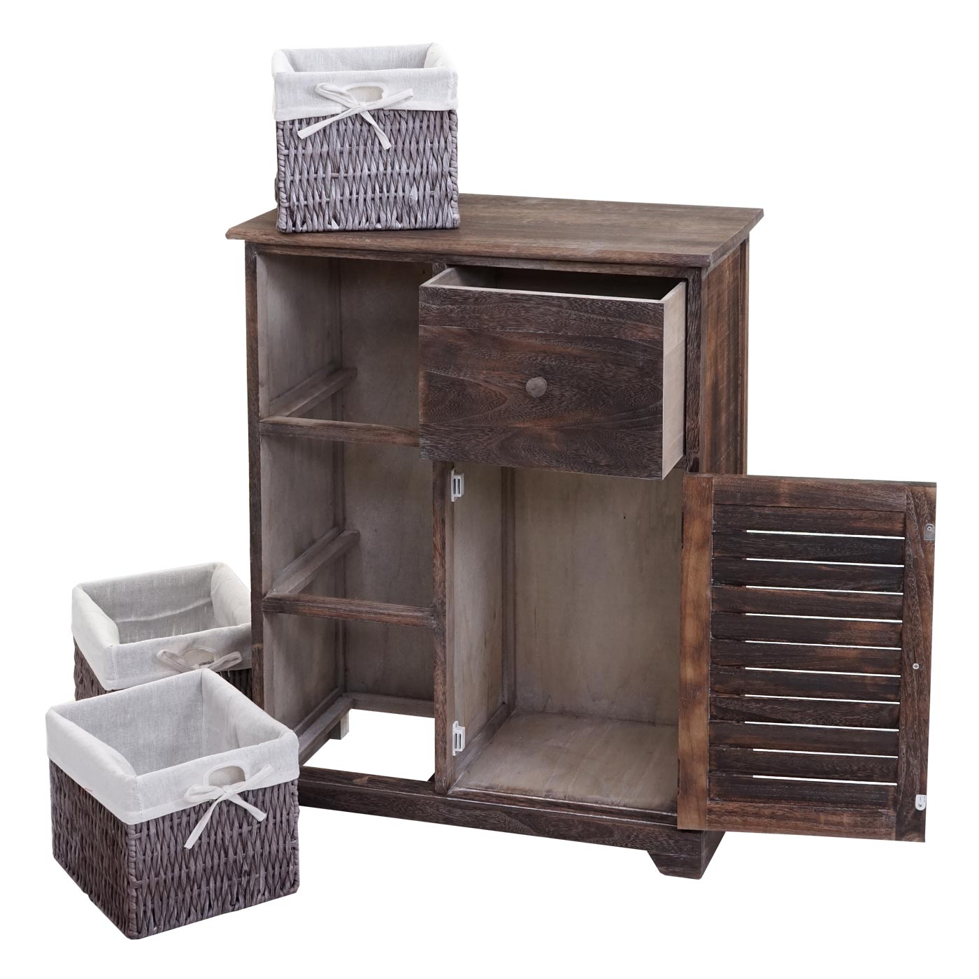 Cosmo Casa - Ladekast - Opbergkast Massief Hout - Shabby Brown