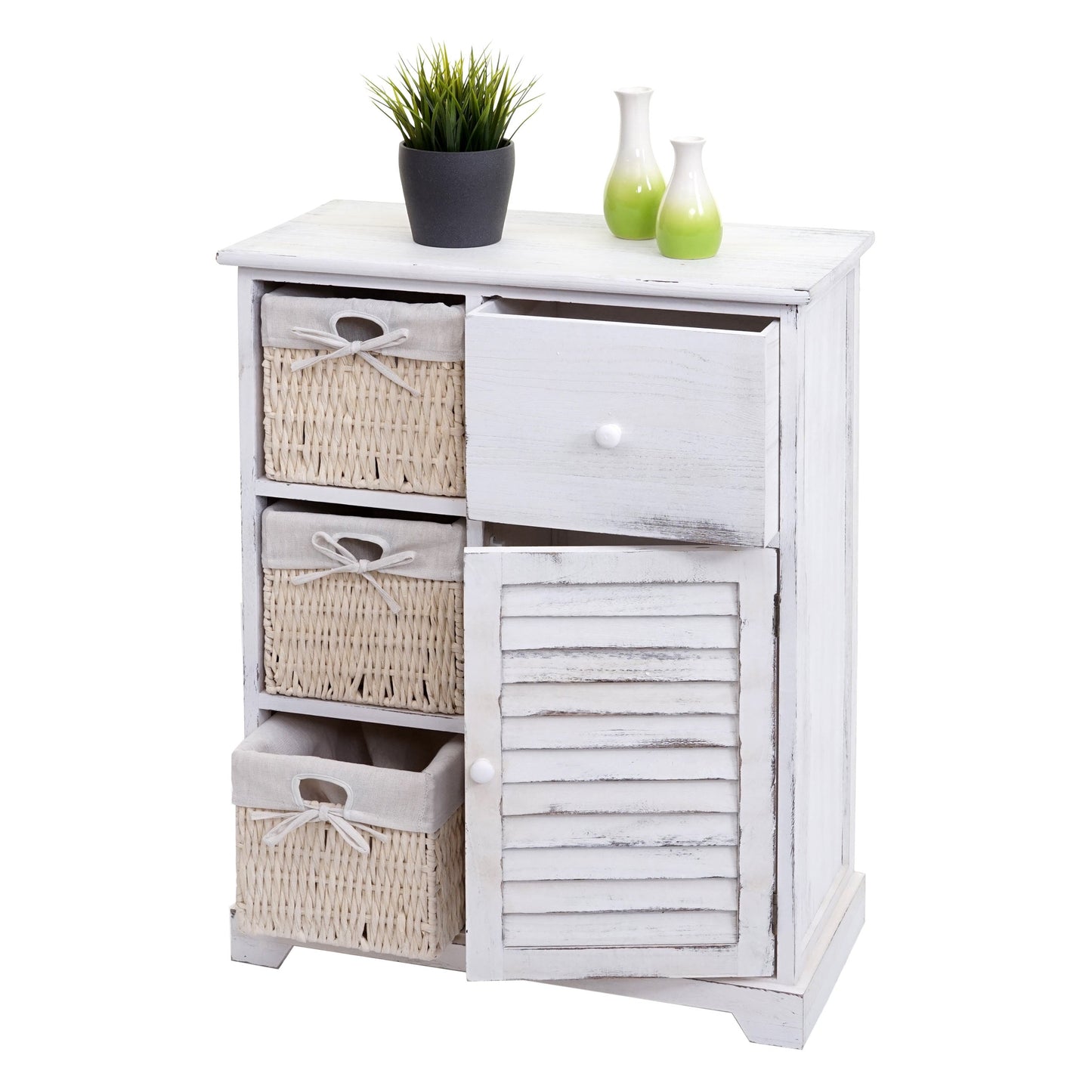 Cosmo Casa - Ladekast - Opbergkast Massief Hout - Shabby White