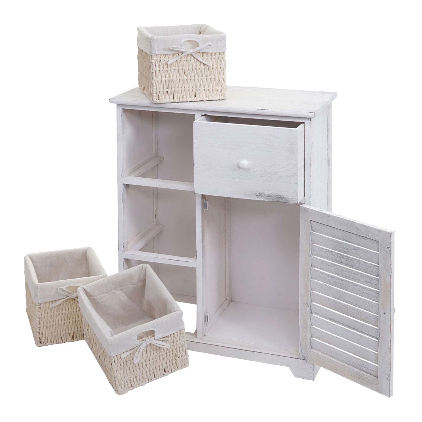 Cosmo Casa - Ladekast - Opbergkast Massief Hout - Shabby White