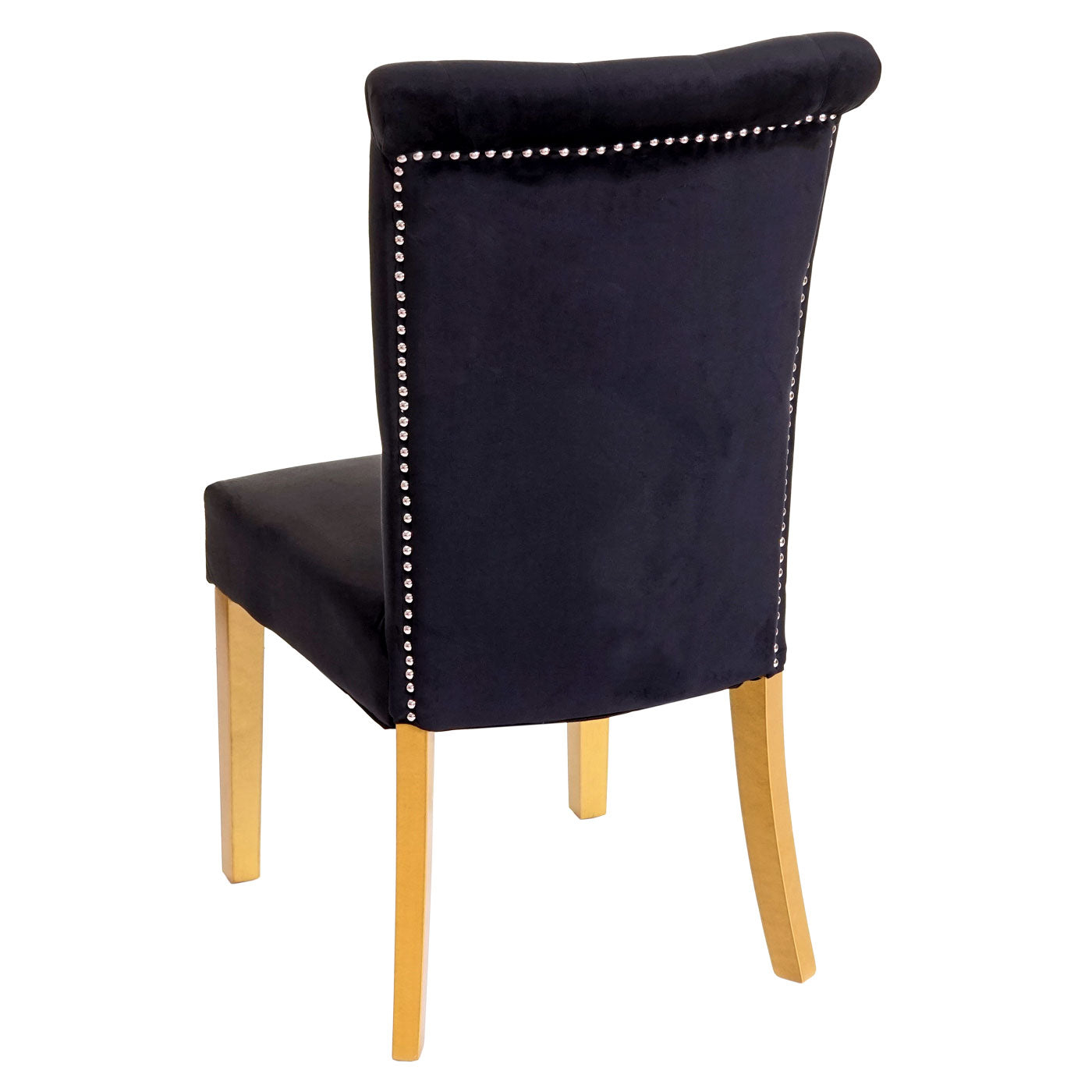 Cosmo Casa - Set van 2 Eetkamerstoelen - Fluweel - Textiel - Zwart - Goudkleurige poten