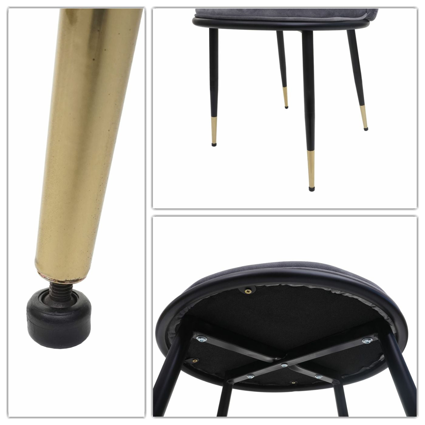 Cosmo Casa - Eetkamerstoelen set van 2 - Met armleuningen - Fluweel - Grijs