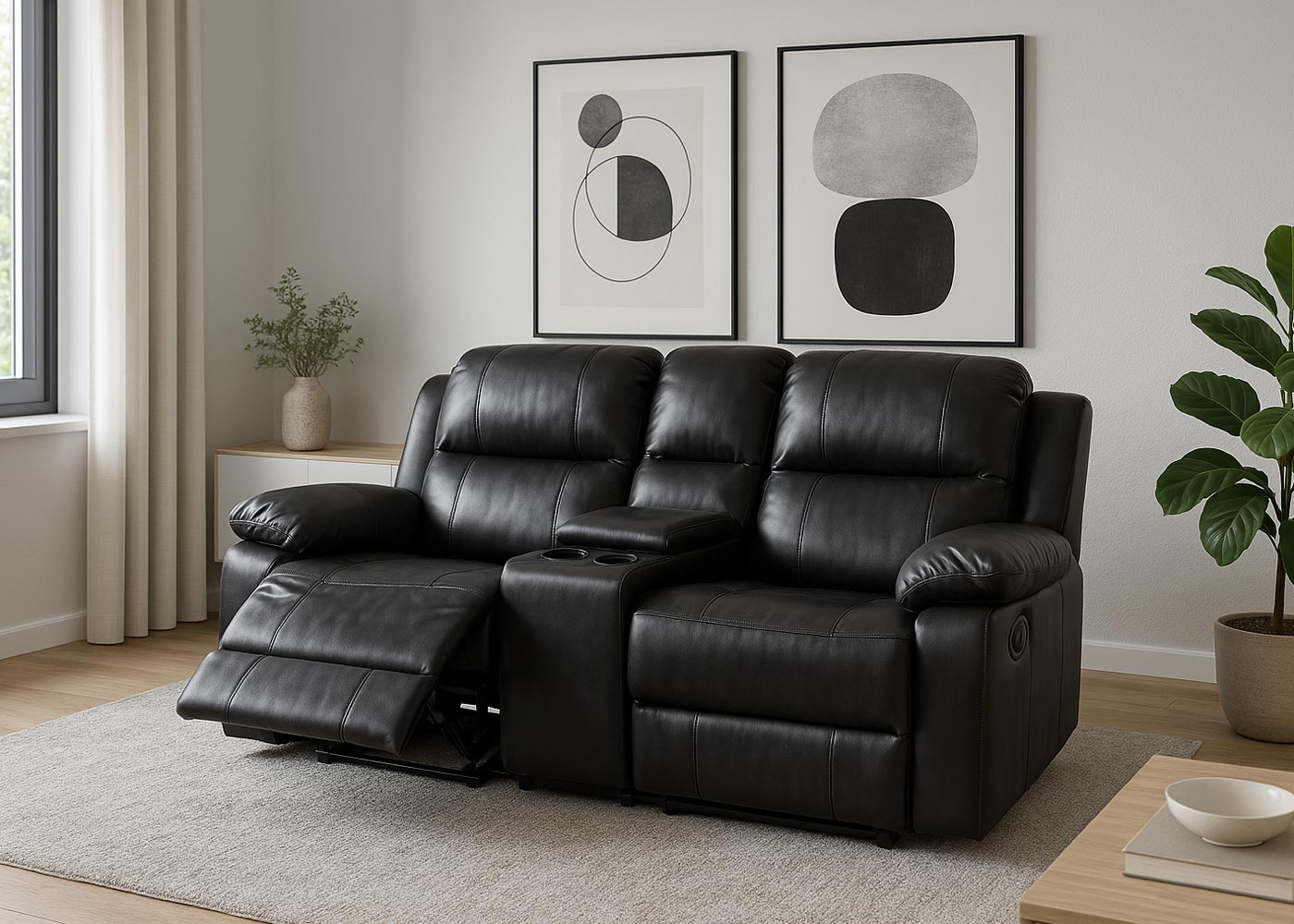 Cosmo Casa - 2-zits bioscoopstoel - Bekerhouder - Kunstleer - Bruin